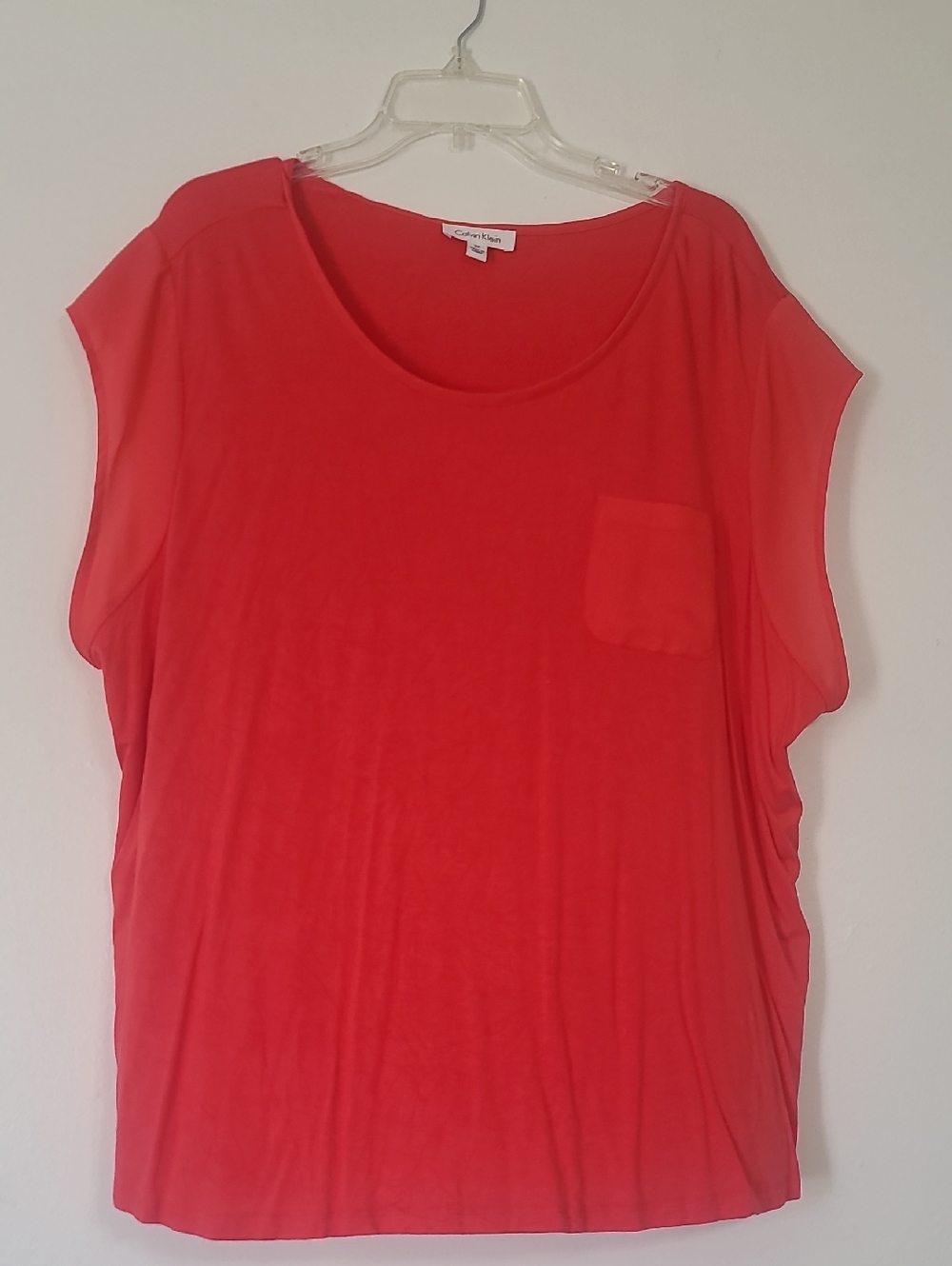Calvin Klein Bright Red Short Sleeve Scoop Neck Tee